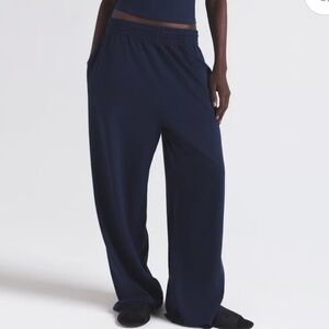 NWT Skims cotton jersey wide leg Pants lounge new navy blue